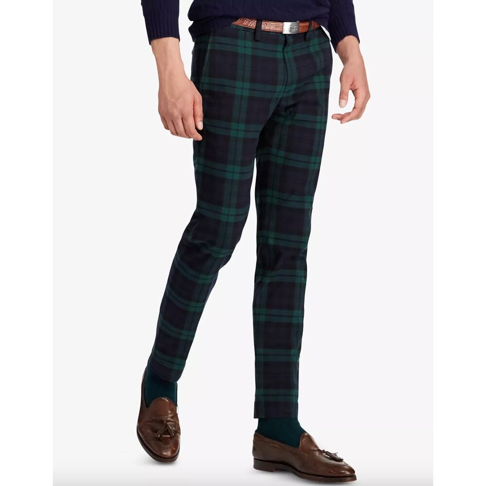 SOLD POLO RALPH LAUREN Mens Straight Fit Tartan Plaid Pants Fall Winter - Picture 2 of 10